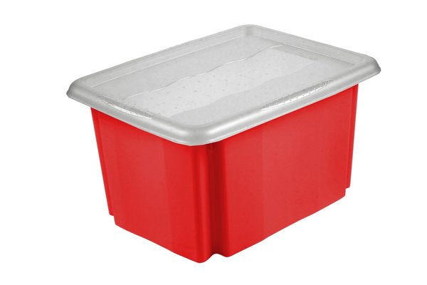 Keeeper Aufbewahrungsbox mit Deckel Rot 45 Liter Ordnungsbox Stapelbox Qualität