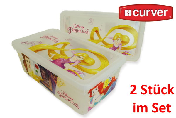 2 x Aufbewahrungsbox mit Deckel Disney Princess Design Style - CURVER Qualität