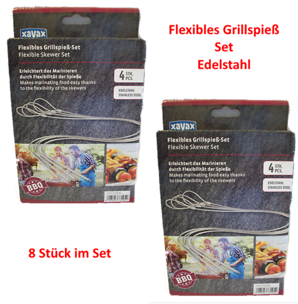 Grillzubehör Flexibles Grill Spieß Set // 8 Stück // Edelstahl 75 cm Grillspieße