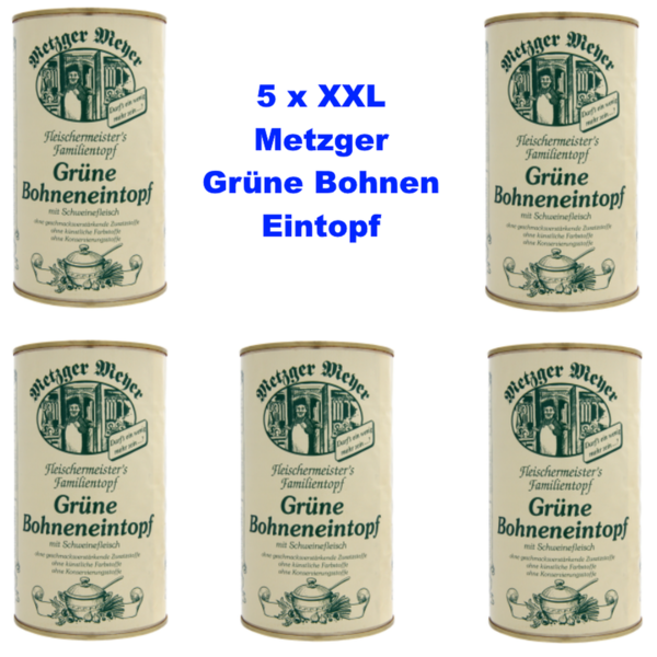 Grüne Bohneneintopf XXL 5 x 1160 Gramm Metzger Qualität mit Schweinefleisch