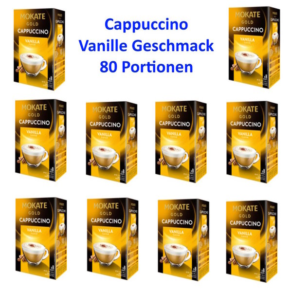 Cappuccino Vanille Geschmack - 80 Einzel Portionen - Lösliches Kaffee Getränk
