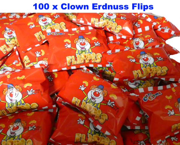 100 x Clown Flips Beutel Erdnuss Flips Top Giveaway Kindergeburtstag Party